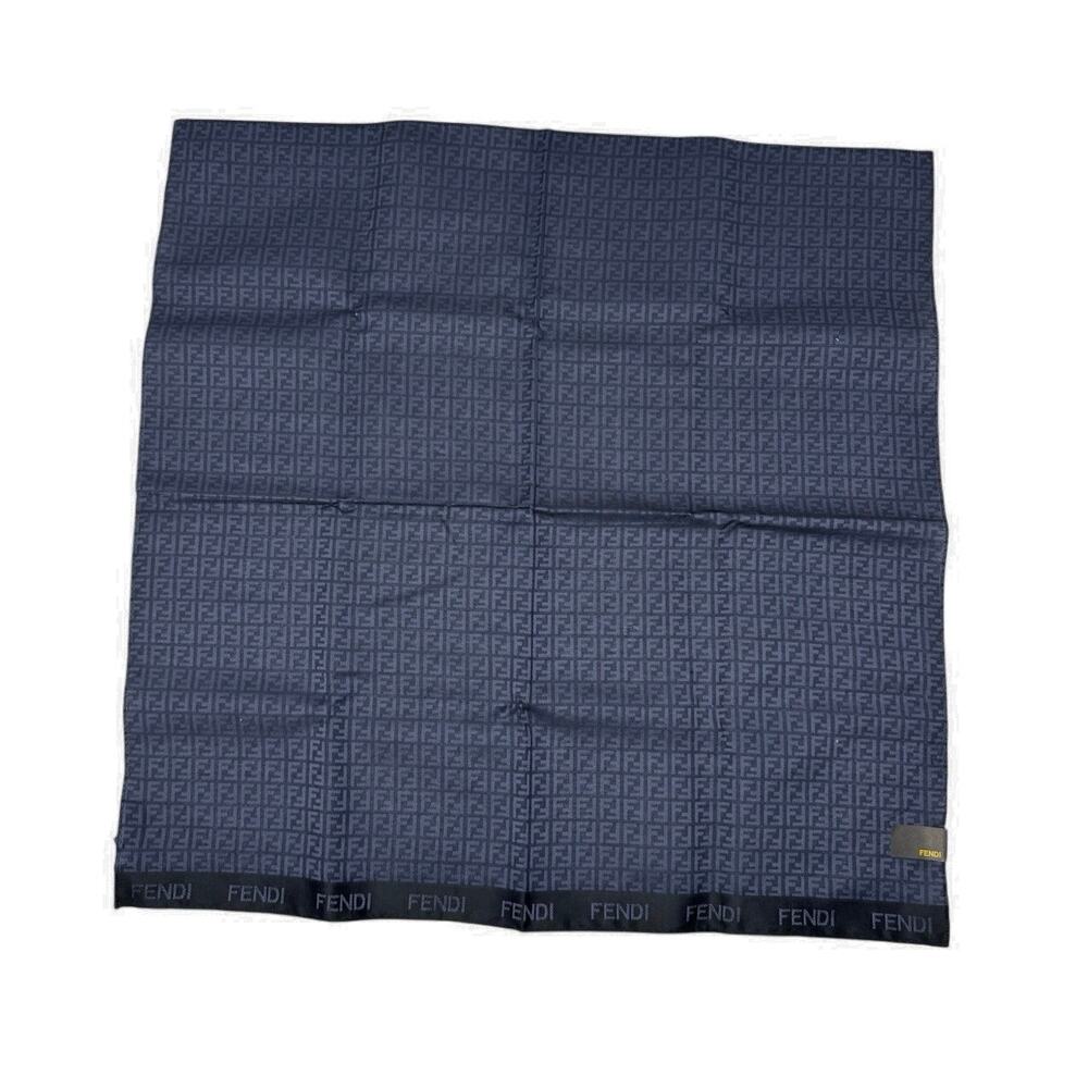 Fendi FF Blue Monogram Cotton Pocket Square with Box